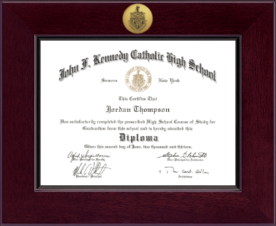 Kennedy Catholic High School in Somers, NY diploma frame - Century Gold Engraved Diploma Frame in Cordova