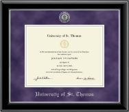 University of St. Thomas diploma frame - Silver Engraved Medallion Diploma Frame in Onyx Silver
