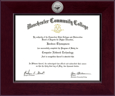 Manchester Community College diploma frame - Century Silver Engraved Diploma Frame in Cordova
