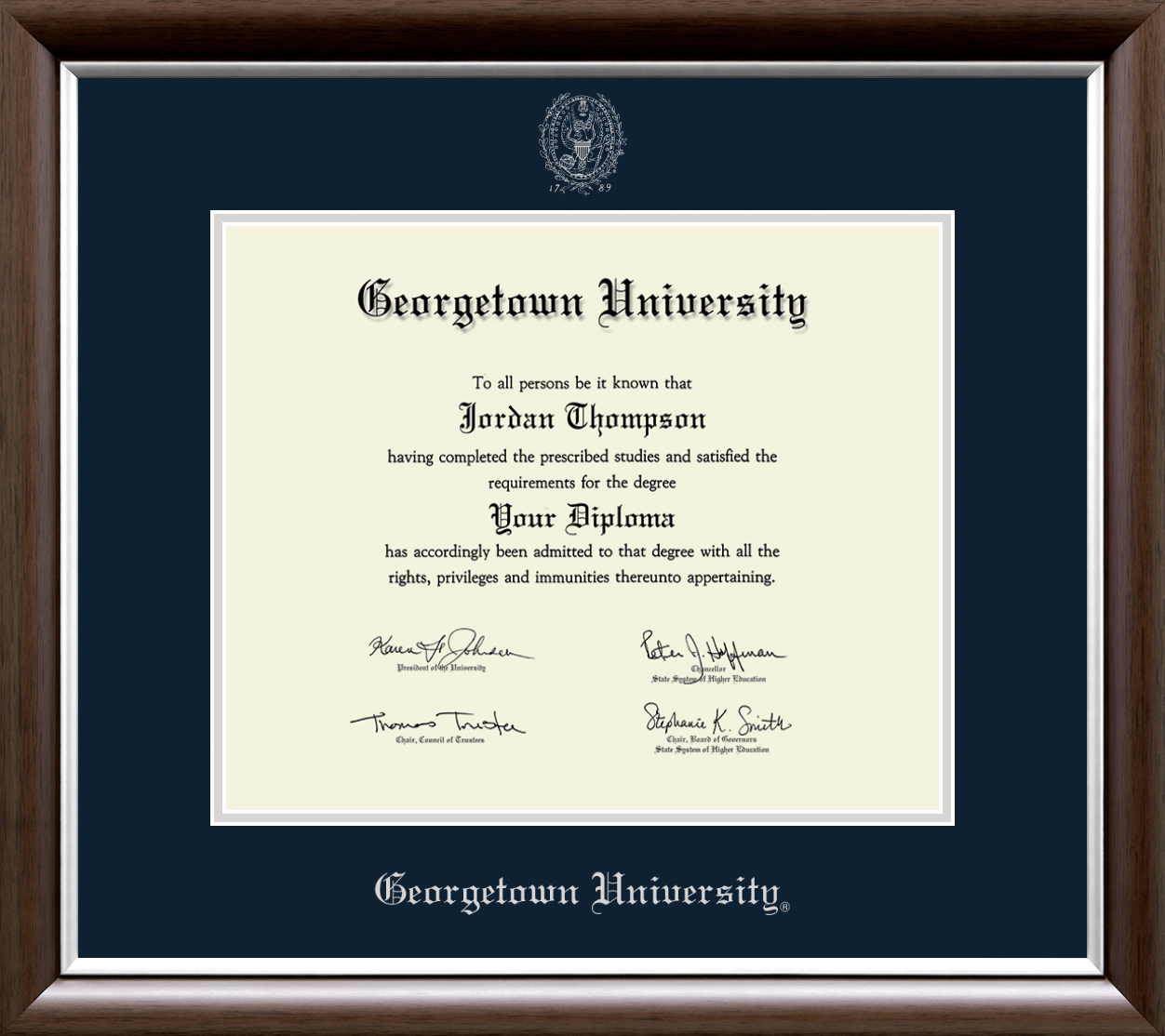 University Silver Embossed Diploma Frame in Devonshire