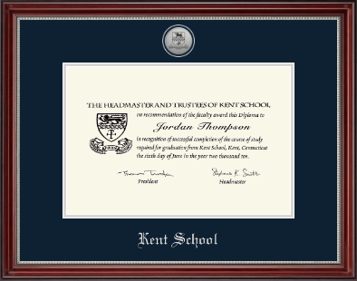 Kent School in Connecticut diploma frame - Silver Engraved Medallion Diploma Frame in Kensington Silver