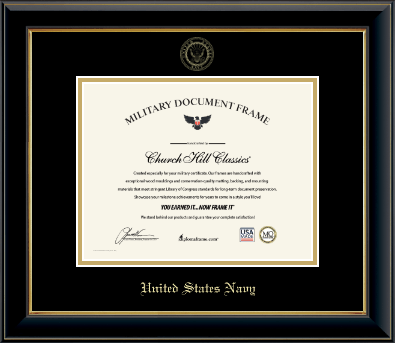 United States Navy certificate frame - Gold Embossed Certificate Frame  in Onyx Gold