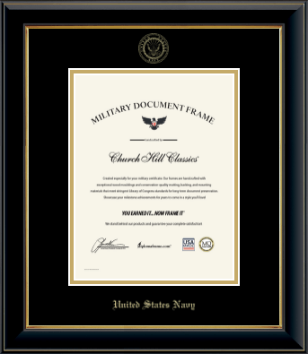 United States Navy certificate frame - Gold Embossed Certificate Frame  in Onyx Gold