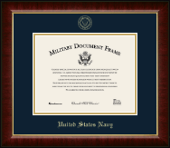 United States Navy Gold Embossed Certificate Frame in Murano