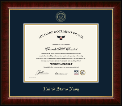 United States Navy certificate frame - Gold Embossed Certificate Frame in Murano