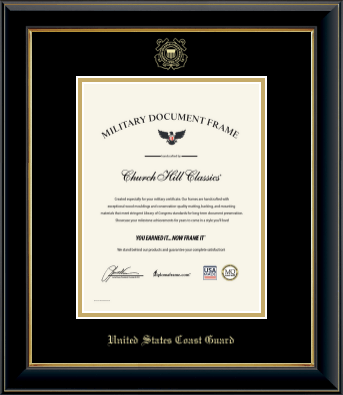 United States Coast Guard certificate frame - Gold Embossed Certificate Frame in Onyx Gold