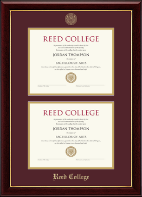 Reed College diploma frame - Double Diploma Frame in Gallery