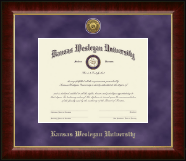 Kansas Wesleyan University Gold Engraved Medallion Diploma Frame in Murano