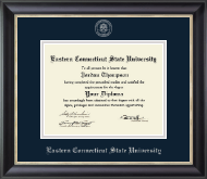 Eastern Connecticut State University Silver Embossed Diploma Frame in Noir