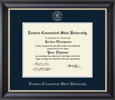 Eastern Connecticut State University diploma frame - Silver Embossed Diploma Frame in Noir