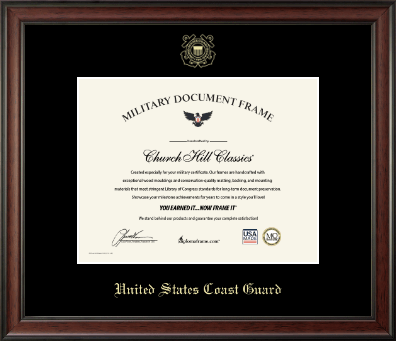 United States Coast Guard certificate frame - Gold Embossed Certificate Frame Studio in Studio