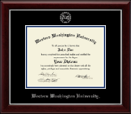 Western Washington University Silver Embossed Diploma Frame in Gallery Silver