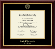 Capital University Law School Gold Embossed Diploma Frame in Gallery