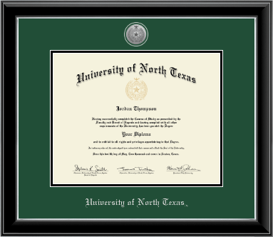 University of North Texas diploma frame - Silver Engraved Medallion Diploma Frame in Onyx Silver