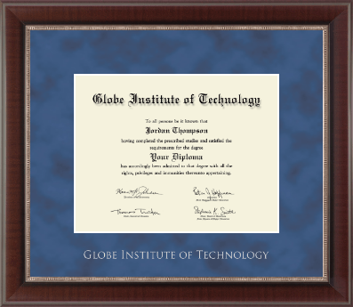 Globe Institute of Technology diploma frame - Silver Embossed Diploma Frame in Chateau