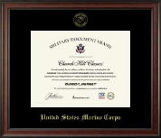 United States Marine Corps Gold Embossed Certificate Frame in Studio