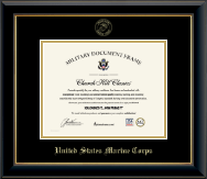 United States Marine Corps Gold Embossed Certificate Frame Black Gold in Onyx Gold