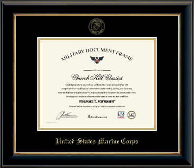 United States Marine Corps certificate frame - Gold Embossed Certificate Frame  in Onyx Gold