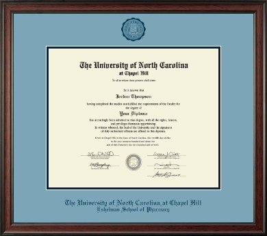 University of North Carolina Eshelman School of Pharmacy diploma frame - Navy Embossed Diploma Frame in Studio