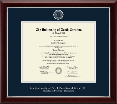 University of North Carolina Eshelman School of Pharmacy diploma frame - Silver Embossed Diploma Frame in Gallery Silver
