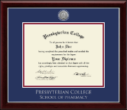 Presbyterian College Silver Engraved Medallion Diploma Frame in Gallery Silver