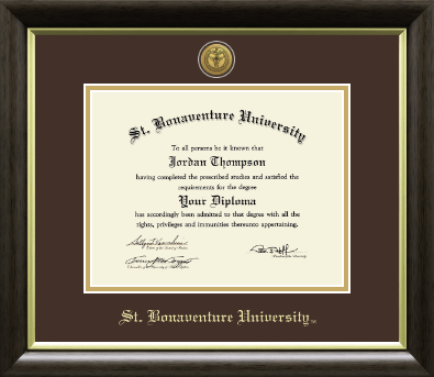 St. Bonaventure University diploma frame - Gold Engraved Medallion Diploma Frame in Hampshire