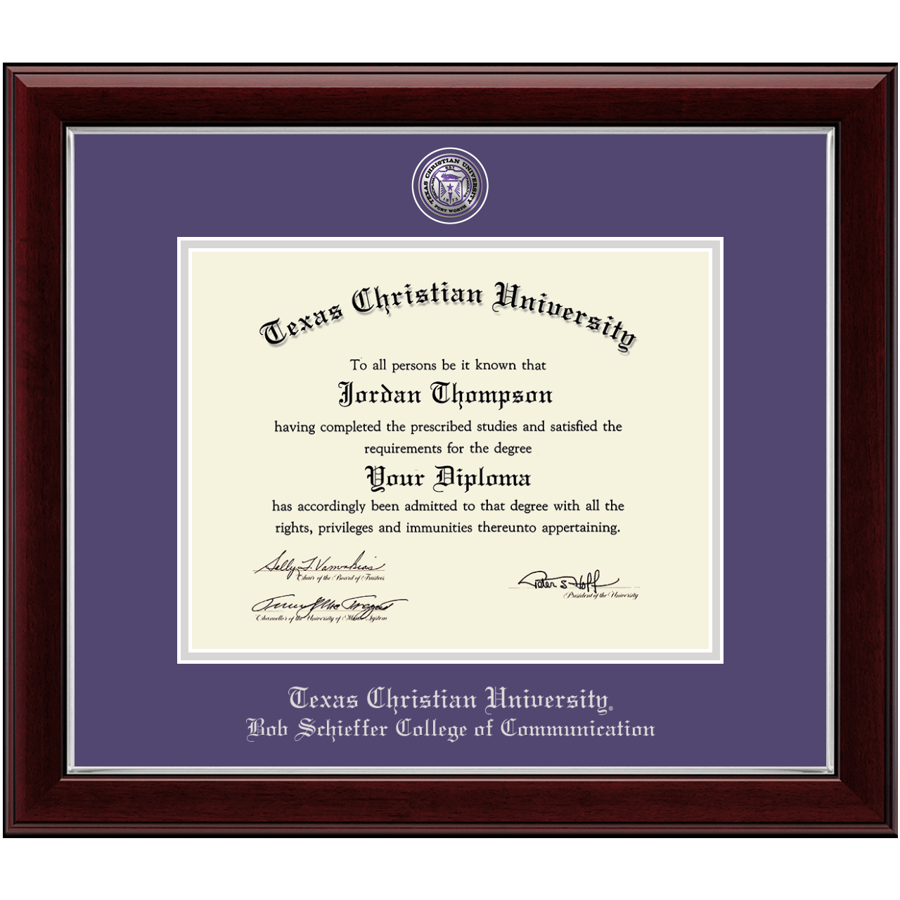 Masterpiece Medallion Diploma Frame in Gallery Silver Texas Christian