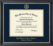 The University of Akron Gold Embossed Diploma Frame in Noir