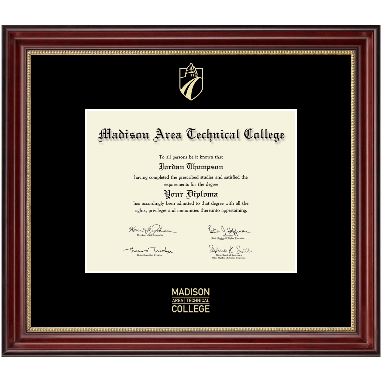 Gold Embossed Diploma Frame in Kensington Gold Madison Area Technical College Item 247898
