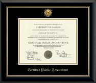 Certified Public Accountant certificate frame - Gold Engraved Medallion Certificate Frame in Onyx Gold
