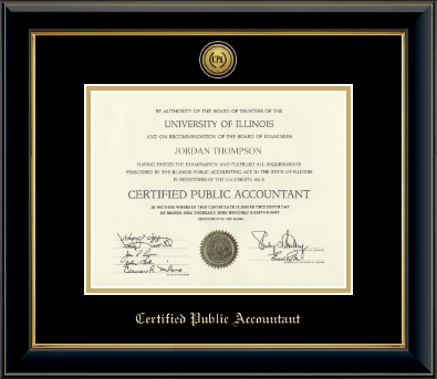 Certified Public Accountant certificate frame - Gold Engraved Medallion Certificate Frame in Onyx Gold