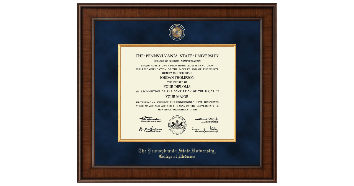 PSU College Of Medicine Diploma Frames | Church Hill Classics