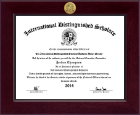 International Distinguished Scholars Honor Society Century Gold Engraved Certificate Frame in Cordova