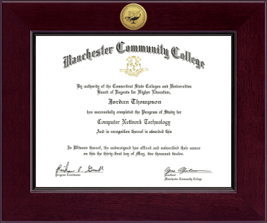 Manchester Community College diploma frame - Century Gold Engraved Diploma Frame in Cordova