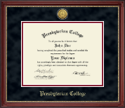 Presbyterian College diploma frame - Gold Engraved Medallion Diploma Frame in Kensington Gold