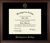 Presbyterian College Gold Embossed Diploma Frame in Studio
