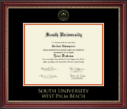 South University, West Palm Beach Gold Embossed Diploma Frame in Kensington Gold