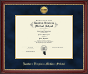 Eastern Virginia Medical School diploma frame - Gold Engraved Medallion Diploma Frame in Kensington Gold