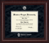 Western Oregon University Presidential Silver Engraved Diploma Frame in Premier