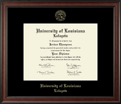 University of Louisiana Lafayette diploma frame - Gold Embossed Diploma Frame in Studio