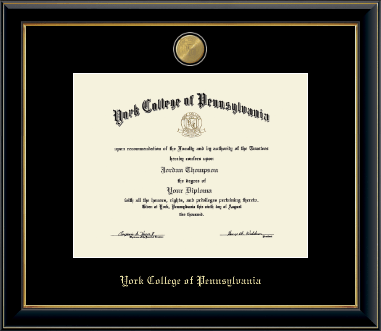York College of Pennsylvania diploma frame - 23 Medallion Diploma Frame in Onyx Gold