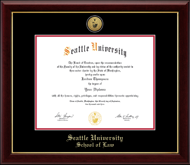 Seattle University diploma frame - Gold Engraved Medallion Diploma Frame in Gallery