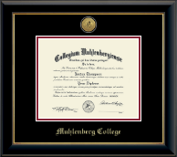 Muhlenberg College Gold Engraved Medallion Diploma Frame in Onyx Gold