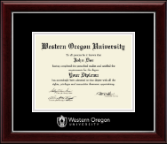 Western Oregon University Silver Embossed Diploma Frame in Gallery Silver