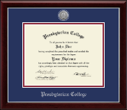 Presbyterian College Silver Engraved Medallion Diploma Frame in Gallery Silver
