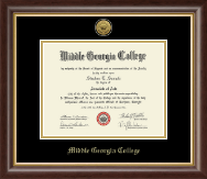 Middle Georgia College Gold Engraved Medallion Diploma Frame in Hampshire