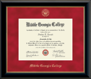 Middle Georgia College Gold Embossed Diploma Frame in Onyx Gold