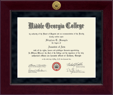Middle Georgia College diploma frame - Millennium Gold Engraved Diploma Frame in Cordova