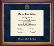 Macon State College Gold Embossed Diploma Frame in Kensington Gold