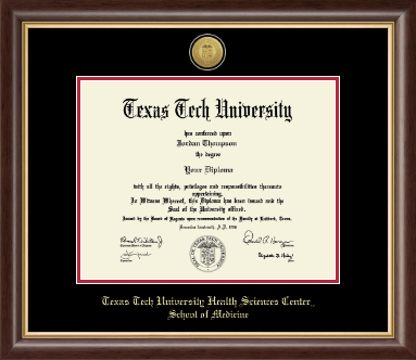 Texas Tech University Health Sciences Center diploma frame - Gold Engraved Medallion Diploma Frame in Hampshire